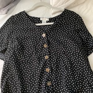 polka dot button down blouse